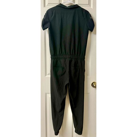 Albion Black Collar Roll Tab Short Sleeve Zipper Jogger Jumpsuit Women’s Small - Picture 6 of 13